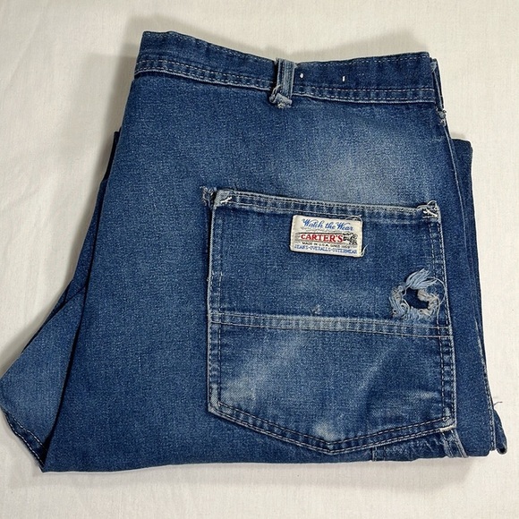 Carter’s Carpenter Jeans Vtg 1960s-70s, Distressed & Worn 40x32 “Watch the Wear” - Picture 16 of 16